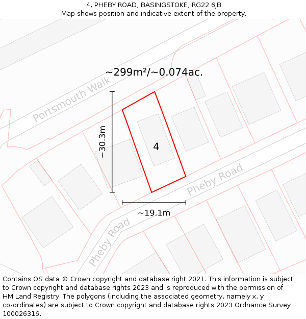 4, PHEBY ROAD, BASINGSTOKE, RG22 6JB: Plot and title map