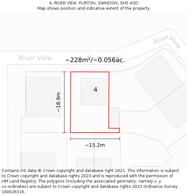 4, RIVER VIEW, PURTON, SWINDON, SN5 4GD: Plot and title map