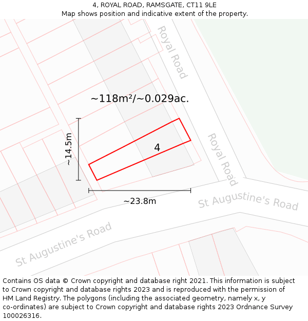 4, ROYAL ROAD, RAMSGATE, CT11 9LE: Plot and title map