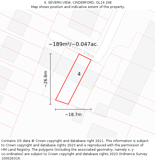 4, SEVERN VIEW, CINDERFORD, GL14 2XE: Plot and title map