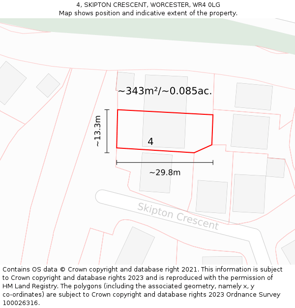 4, SKIPTON CRESCENT, WORCESTER, WR4 0LG: Plot and title map