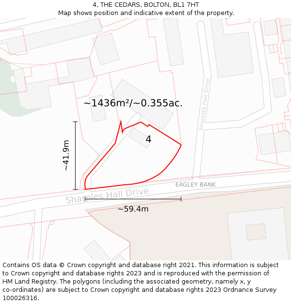 4, THE CEDARS, BOLTON, BL1 7HT: Plot and title map