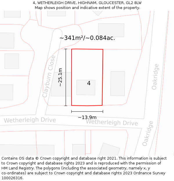 4, WETHERLEIGH DRIVE, HIGHNAM, GLOUCESTER, GL2 8LW: Plot and title map