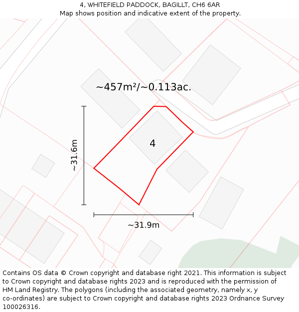 4, WHITEFIELD PADDOCK, BAGILLT, CH6 6AR: Plot and title map