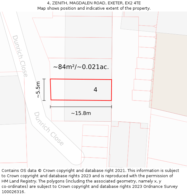 4, ZENITH, MAGDALEN ROAD, EXETER, EX2 4TE: Plot and title map