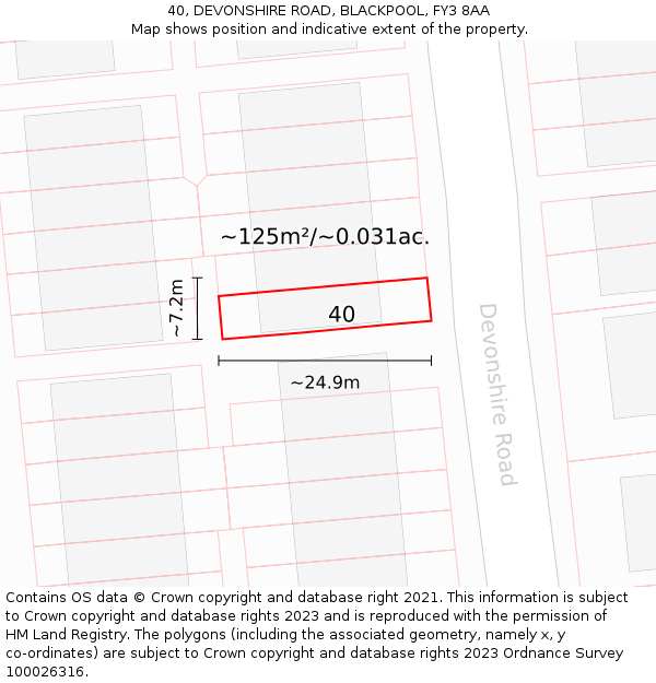 40, DEVONSHIRE ROAD, BLACKPOOL, FY3 8AA: Plot and title map