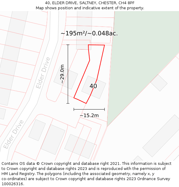 40, ELDER DRIVE, SALTNEY, CHESTER, CH4 8PF: Plot and title map