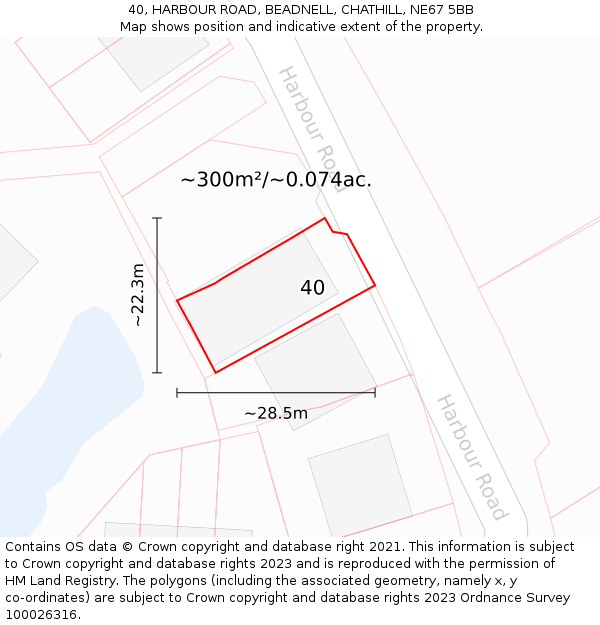 40, HARBOUR ROAD, BEADNELL, CHATHILL, NE67 5BB: Plot and title map