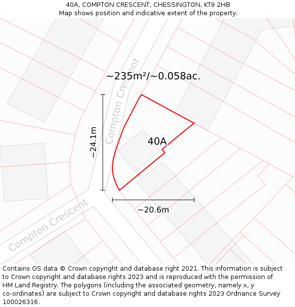 40A, COMPTON CRESCENT, CHESSINGTON, KT9 2HB: Plot and title map