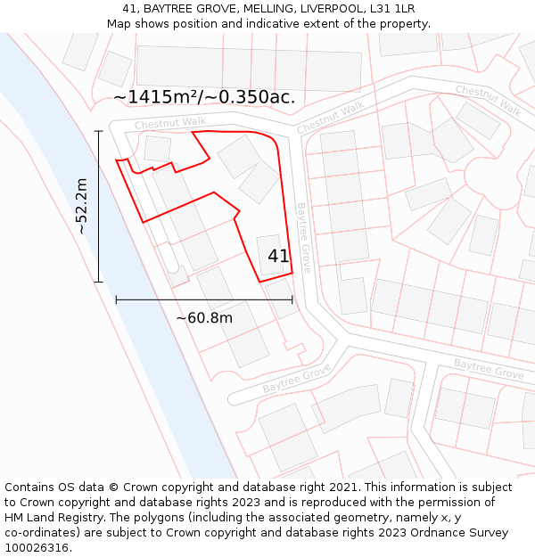 41, BAYTREE GROVE, MELLING, LIVERPOOL, L31 1LR: Plot and title map