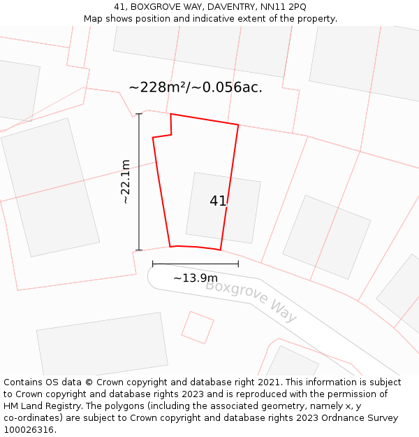 41, BOXGROVE WAY, DAVENTRY, NN11 2PQ: Plot and title map
