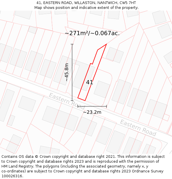 41, EASTERN ROAD, WILLASTON, NANTWICH, CW5 7HT: Plot and title map