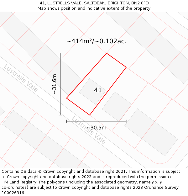 41, LUSTRELLS VALE, SALTDEAN, BRIGHTON, BN2 8FD: Plot and title map