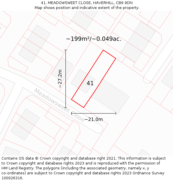41, MEADOWSWEET CLOSE, HAVERHILL, CB9 9DN: Plot and title map