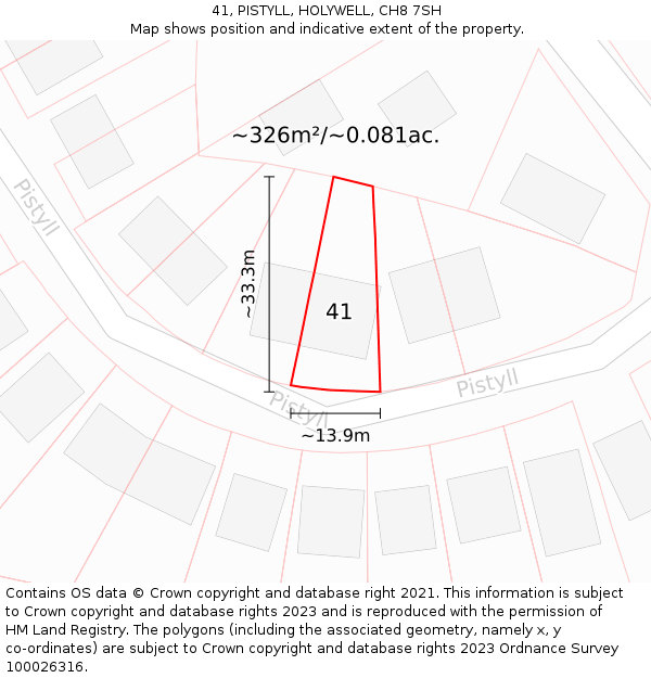 41, PISTYLL, HOLYWELL, CH8 7SH: Plot and title map