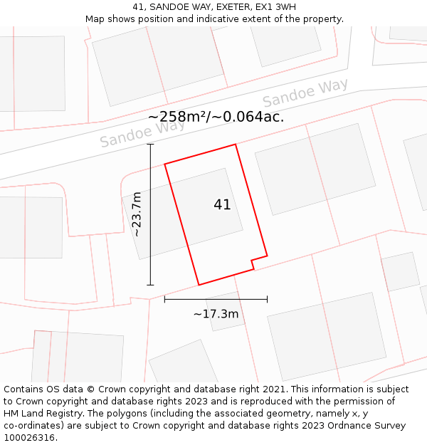 41, SANDOE WAY, EXETER, EX1 3WH: Plot and title map