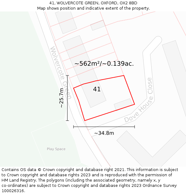 41, WOLVERCOTE GREEN, OXFORD, OX2 8BD: Plot and title map