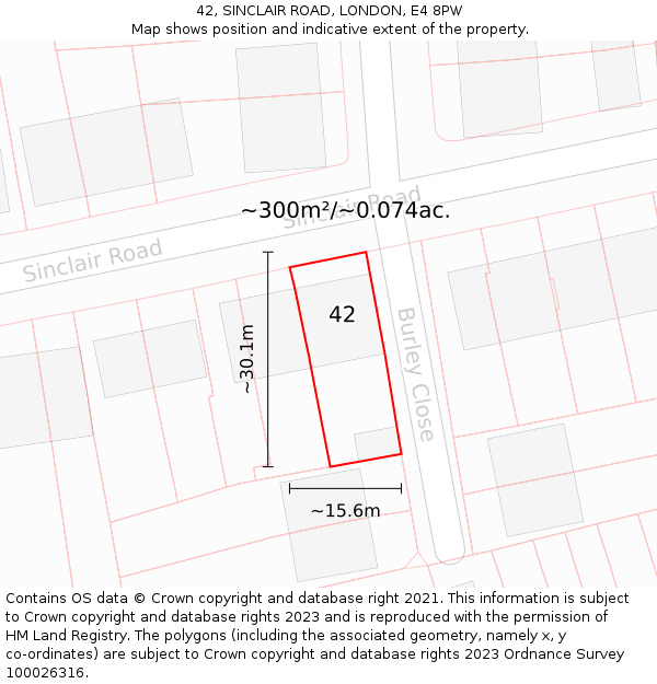 42, SINCLAIR ROAD, LONDON, E4 8PW: Plot and title map