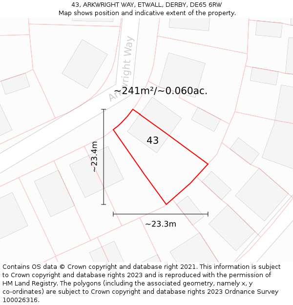 43, ARKWRIGHT WAY, ETWALL, DERBY, DE65 6RW: Plot and title map