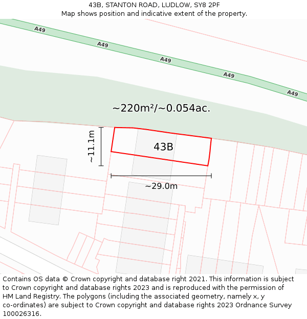 43B, STANTON ROAD, LUDLOW, SY8 2PF: Plot and title map
