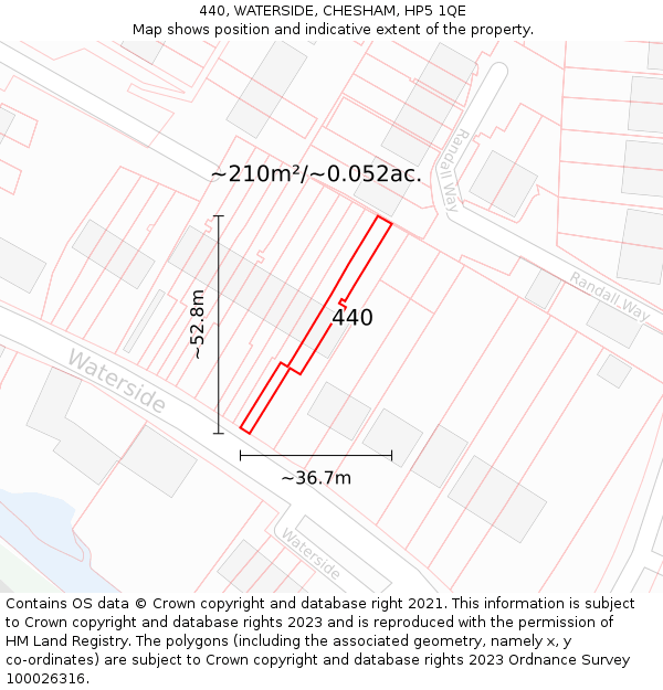 440, WATERSIDE, CHESHAM, HP5 1QE: Plot and title map