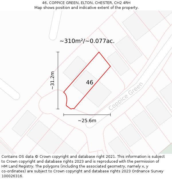 46, COPPICE GREEN, ELTON, CHESTER, CH2 4RH: Plot and title map