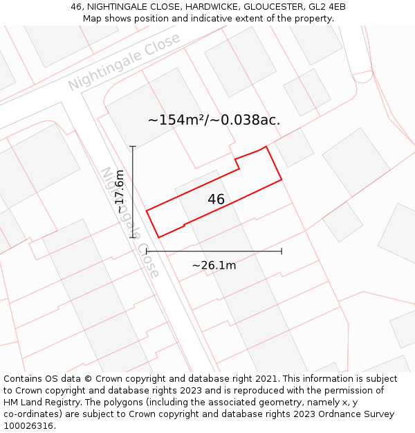 46, NIGHTINGALE CLOSE, HARDWICKE, GLOUCESTER, GL2 4EB: Plot and title map