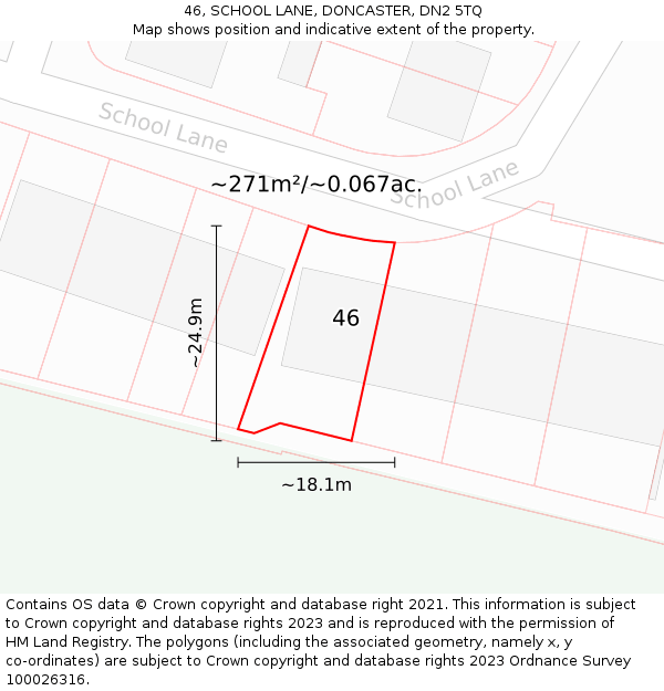 46, SCHOOL LANE, DONCASTER, DN2 5TQ: Plot and title map