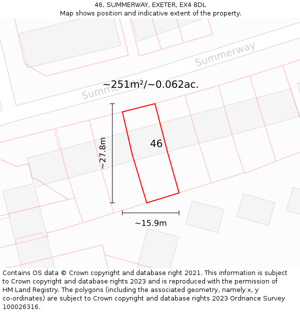 46, SUMMERWAY, EXETER, EX4 8DL: Plot and title map