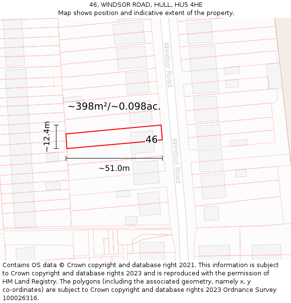 46, WINDSOR ROAD, HULL, HU5 4HE: Plot and title map