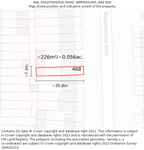 468, KINGSTANDING ROAD, BIRMINGHAM, B44 9SA: Plot and title map