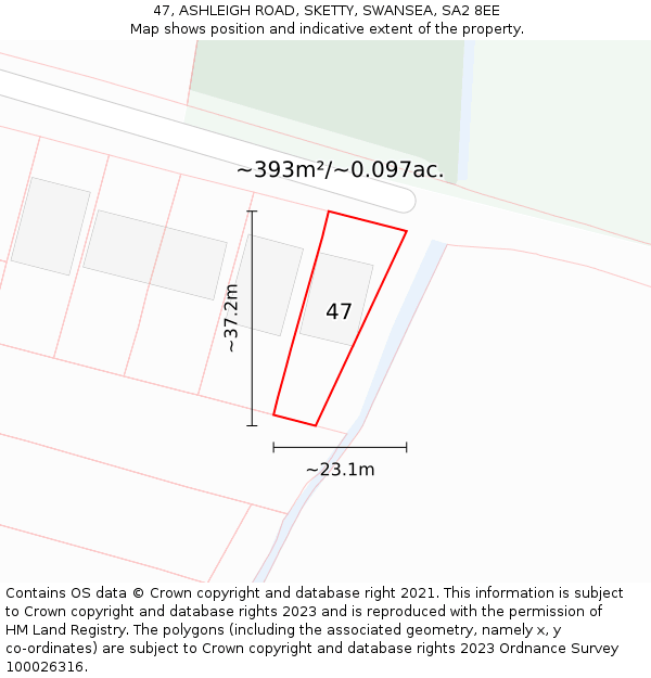 47, ASHLEIGH ROAD, SKETTY, SWANSEA, SA2 8EE: Plot and title map
