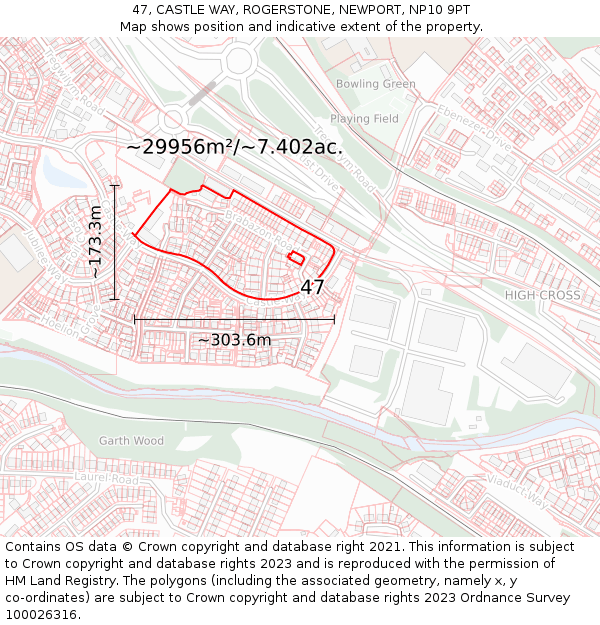 47, CASTLE WAY, ROGERSTONE, NEWPORT, NP10 9PT: Plot and title map
