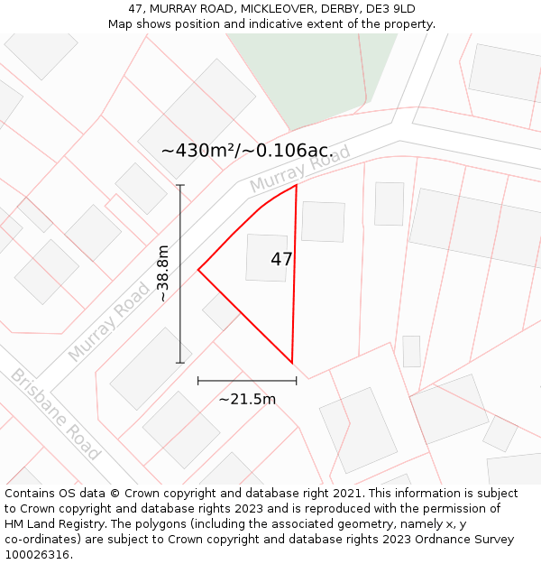 47, MURRAY ROAD, MICKLEOVER, DERBY, DE3 9LD: Plot and title map