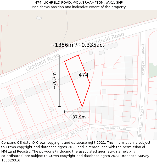 474, LICHFIELD ROAD, WOLVERHAMPTON, WV11 3HF: Plot and title map