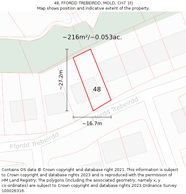 48, FFORDD TREBEIRDD, MOLD, CH7 1FJ: Plot and title map