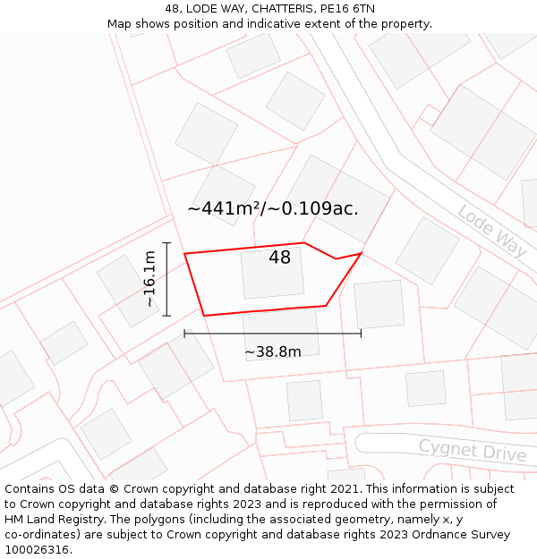 48, LODE WAY, CHATTERIS, PE16 6TN: Plot and title map
