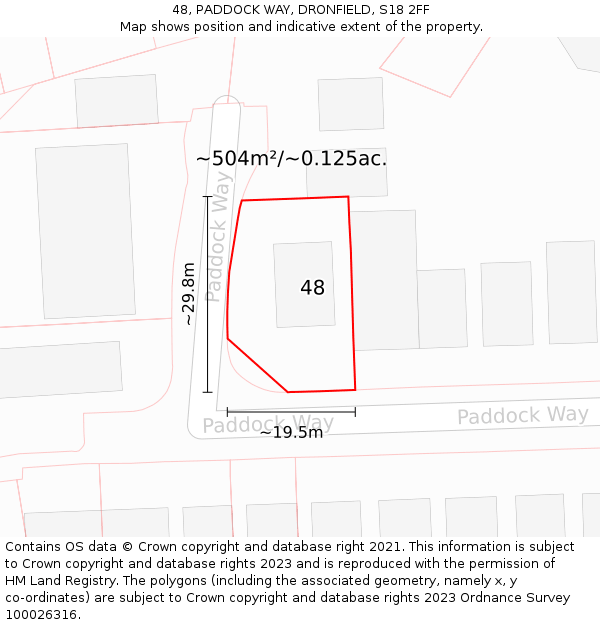 48, PADDOCK WAY, DRONFIELD, S18 2FF: Plot and title map