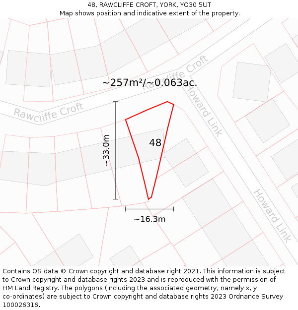 48, RAWCLIFFE CROFT, YORK, YO30 5UT: Plot and title map
