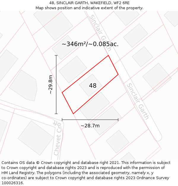 48, SINCLAIR GARTH, WAKEFIELD, WF2 6RE: Plot and title map