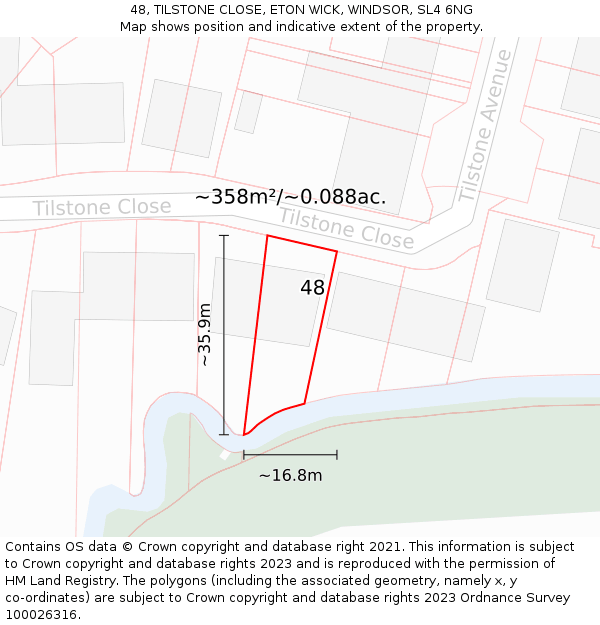 48, TILSTONE CLOSE, ETON WICK, WINDSOR, SL4 6NG: Plot and title map