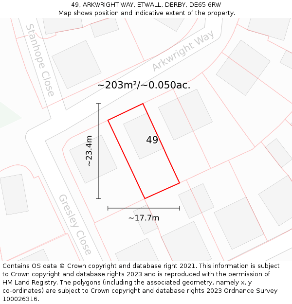49, ARKWRIGHT WAY, ETWALL, DERBY, DE65 6RW: Plot and title map