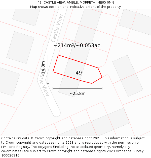 49, CASTLE VIEW, AMBLE, MORPETH, NE65 0NN: Plot and title map