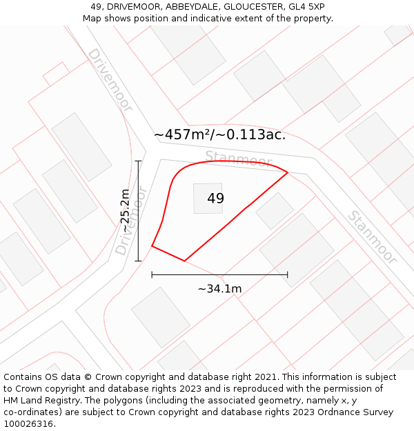 49, DRIVEMOOR, ABBEYDALE, GLOUCESTER, GL4 5XP: Plot and title map