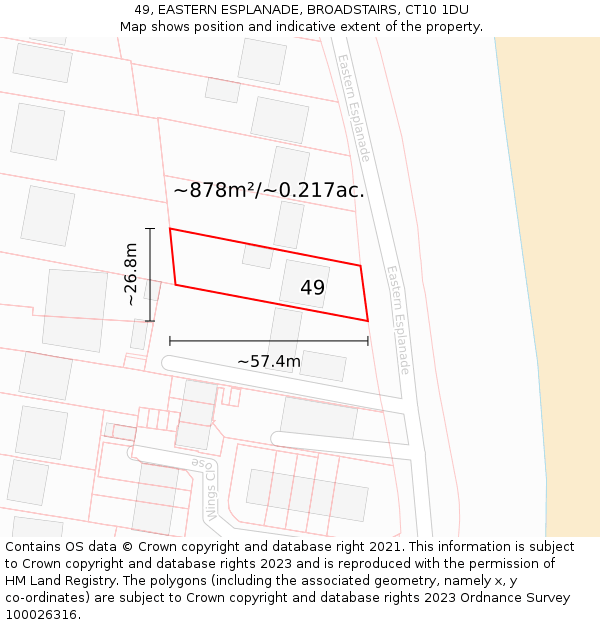 49, EASTERN ESPLANADE, BROADSTAIRS, CT10 1DU: Plot and title map