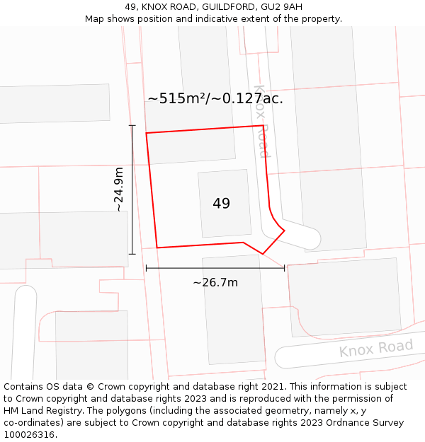 49, KNOX ROAD, GUILDFORD, GU2 9AH: Plot and title map