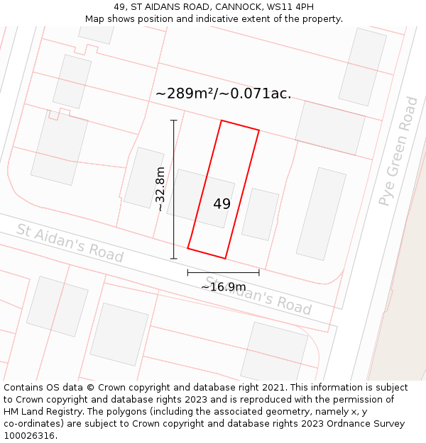 49, ST AIDANS ROAD, CANNOCK, WS11 4PH: Plot and title map