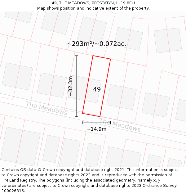 49, THE MEADOWS, PRESTATYN, LL19 8EU: Plot and title map