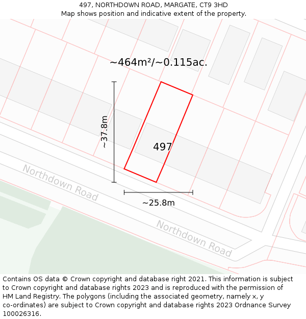 497, NORTHDOWN ROAD, MARGATE, CT9 3HD: Plot and title map