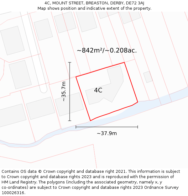 4C, MOUNT STREET, BREASTON, DERBY, DE72 3AJ: Plot and title map
